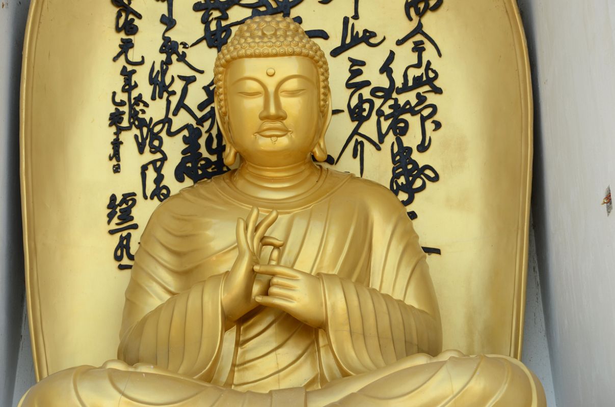 Pokhara World Peace Pagoda 05 Statue Of Buddha At Isipatana Sarnath Where The Buddha First Taught The Dharma 